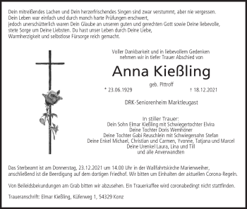 Anzeige von Anna Kießling von MGO