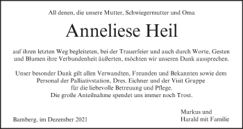 Anzeige von Anneliese Heil von MGO