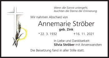 Anzeige von Annemarie Ströber von MGO