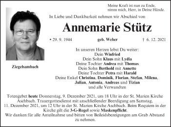 Anzeige von Annemarie Stütz von MGO