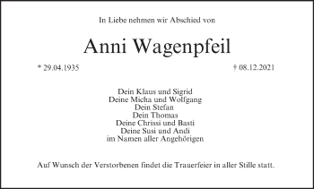 Anzeige von Anni Wagenpfeil von MGO