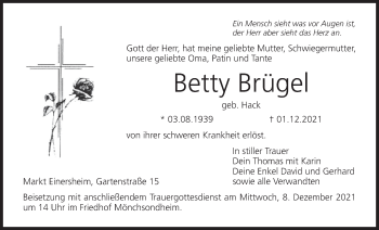 Anzeige von Betty Brügel von MGO
