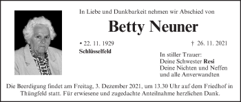 Anzeige von Betty Neuner von MGO
