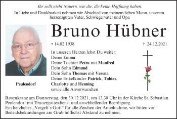 Anzeige von Bruno Hübner von MGO