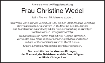 Anzeige von Christine Wedel von MGO