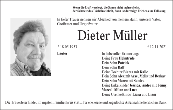 Anzeige von Dieter Müller von MGO