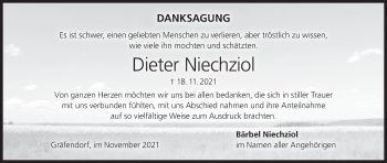 Anzeige von Dieter Niechziol von MGO
