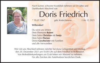 Anzeige von Doris Friedrich von MGO