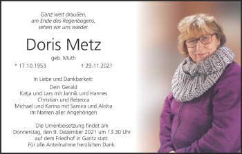 Anzeige von Doris Metz von MGO