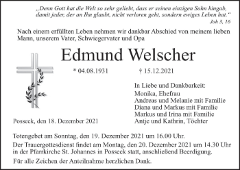 Anzeige von Edmund Welscher von MGO