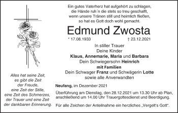 Anzeige von Edmund Zwosta von MGO