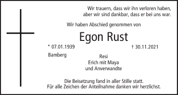 Anzeige von Egon Rust von MGO