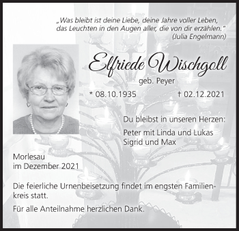 Anzeige von Elfriede Wischgoll von MGO
