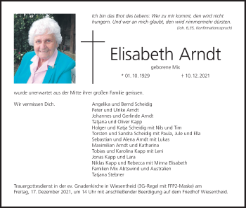 Anzeige von Elisabeth Arndt von MGO