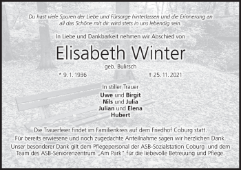 Anzeige von Elisabeth Winter von MGO