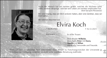 Anzeige von Elvira Koch von MGO