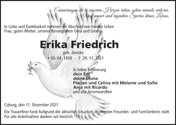 Anzeige von Erika Friedrich von MGO