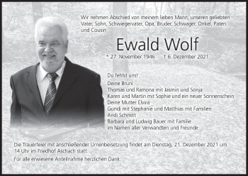 Anzeige von Ewald Wolf von MGO