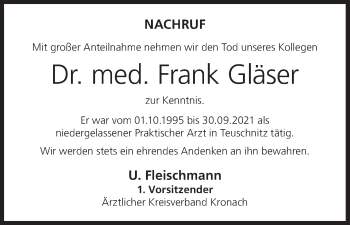 Anzeige von Frank Gläser von MGO