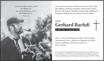 Anzeige von Gerhard Barfuß von MGO
