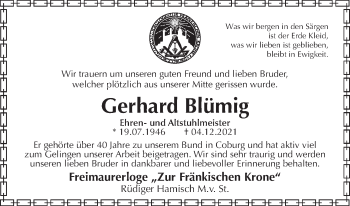 Anzeige von Gerhard Blümig von MGO