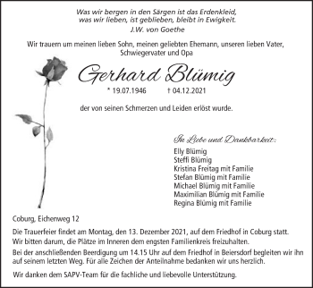 Anzeige von Gerhard Blümig von MGO