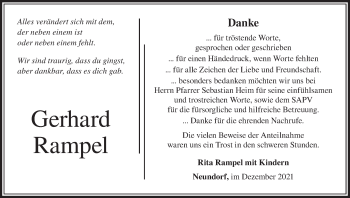 Anzeige von Gerhard Rampel von MGO