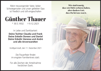 Anzeige von Günther Thauer von MGO
