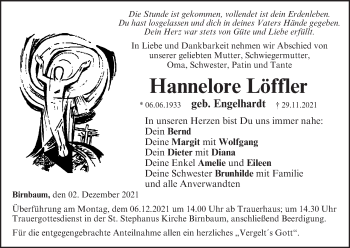Anzeige von Hannelore Löffler von MGO