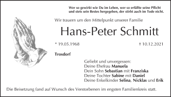 Anzeige von Hans-Peter Schmitt von MGO