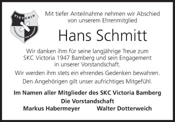 Anzeige von Hans Schmitt von MGO