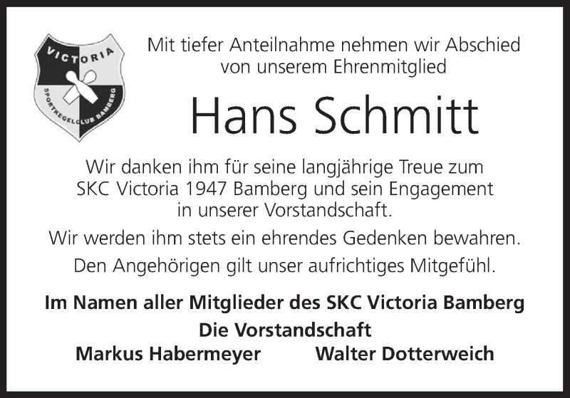  Traueranzeige für Hans Schmitt vom 15.12.2021 aus MGO