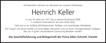 Anzeige von Heinrich Keller von MGO