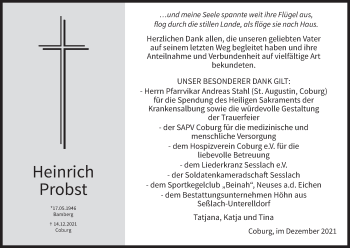 Anzeige von Heinrich Probst von MGO