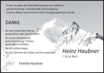 Anzeige von Heinz Haubner von MGO