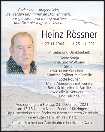 Anzeige von Heinz Rössner von MGO