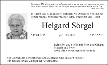 Anzeige von Helgard Sörgel von MGO