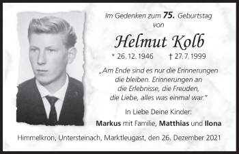 Anzeige von Helmut Kolb von MGO