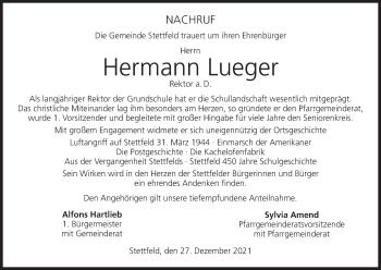 Anzeige von Hermann Lueger von MGO