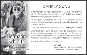 Anzeige von Hermann Schmitt von MGO