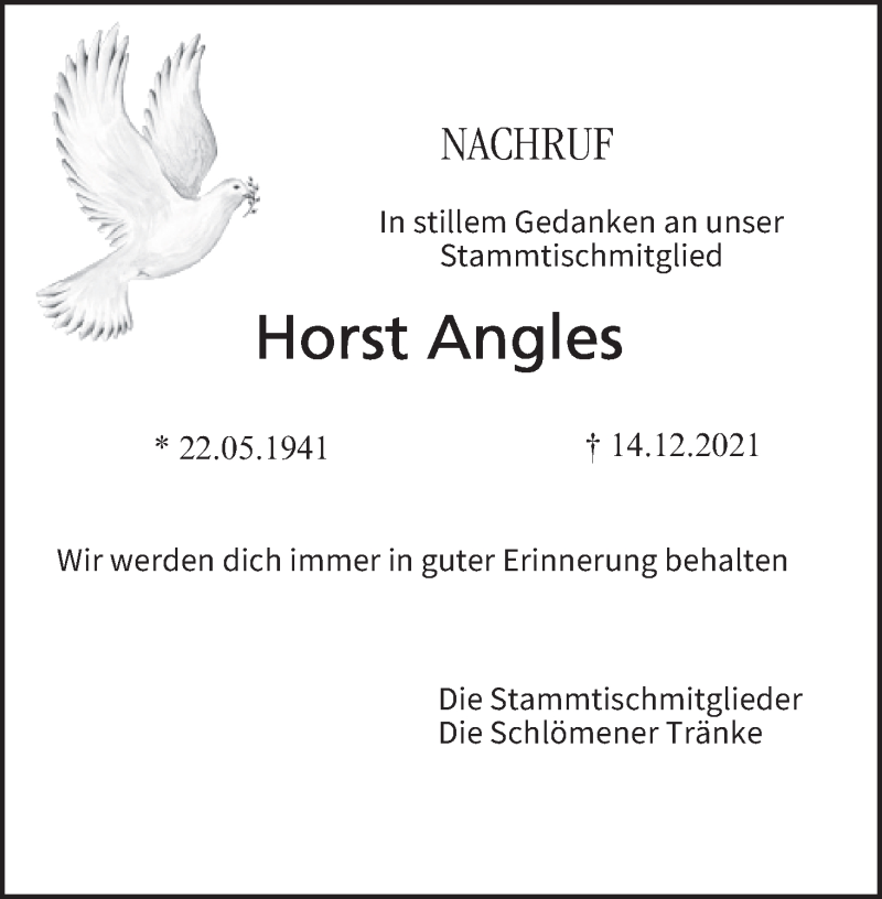  Traueranzeige für Horst Angles vom 23.12.2021 aus MGO