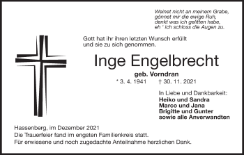 Anzeige von Inge Engelbrecht von MGO