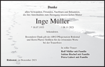 Anzeige von Inge Müller von MGO