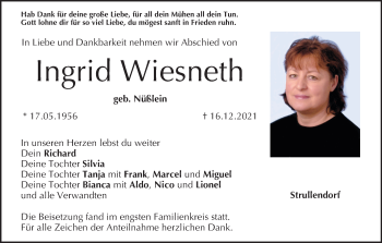 Anzeige von Ingrid Wiesneth von MGO