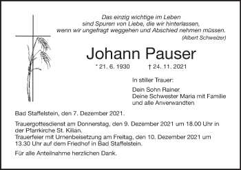 Anzeige von Johann Pauser von MGO