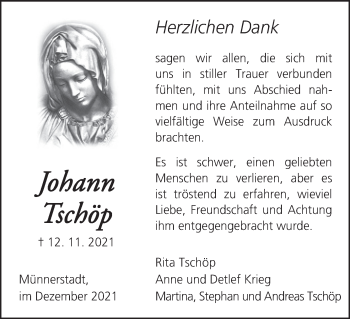 Anzeige von Johann Tschöp von MGO
