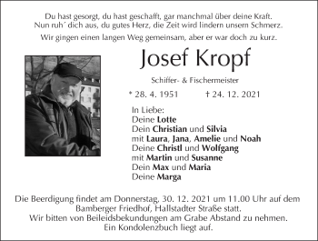 Anzeige von Josef Kropf von MGO