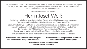 Anzeige von Josef Weiß von MGO