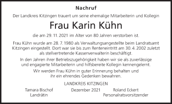Anzeige von Karin Kühn von MGO