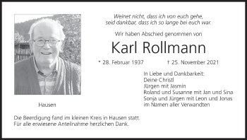 Anzeige von Karl Rollmann von MGO